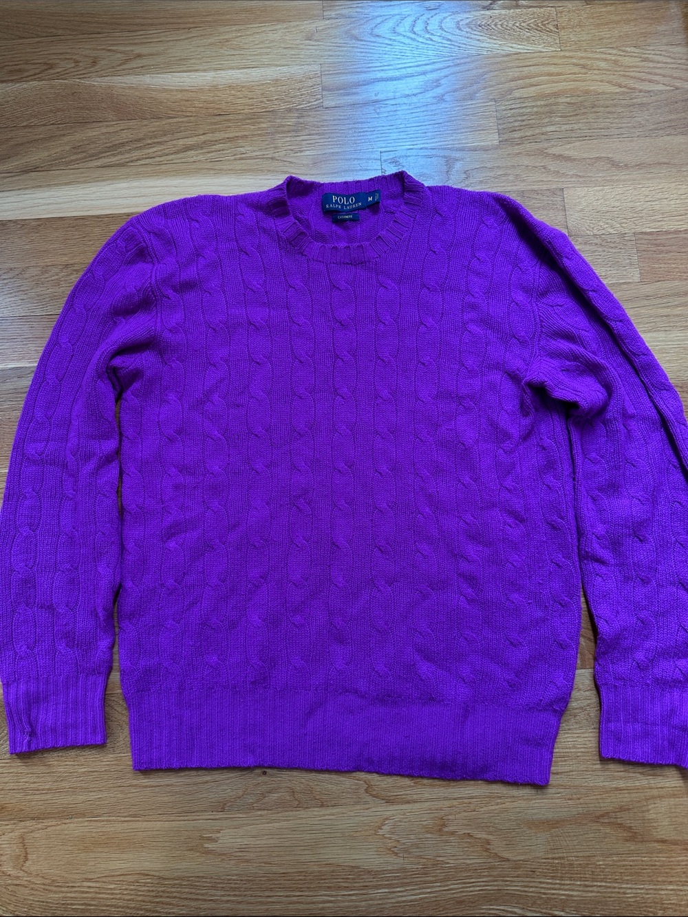 Polo by Ralph Lauren women’s Bright Pink discos Cable-Knit Crewneck Sweater M